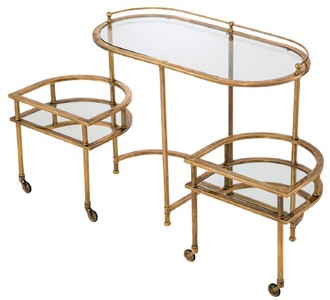 Casa Padrino Luxus Servierwagen Vintage Messing 105 x 50 x H. 82 cm - Hotel Restaurant Gastronomie Trolley - Luxus Hotel Restaurant Gastronomie Accessoires - Luxus Möbel