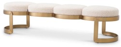 Gepolsterte Luxus Edelstahl Sitzbank Creme Messing
