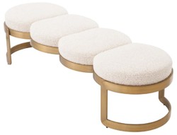 Gepolsterte Luxus Edelstahl Sitzbank Creme Messing