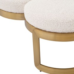 Gepolsterte Luxus Edelstahl Sitzbank Creme Messing