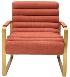 Casa Padrino luxury armchair orange / brass 68.5 x 88 x H. 77 cm - Living room armchair - Hotel armchair - Living room furniture - Hotel furniture - Luxury furniture