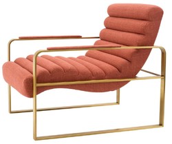 Casa Padrino luxury armchair orange / brass 68.5 x 88 x H. 77 cm - Living room armchair - Hotel armchair - Living room furniture - Hotel furniture - Luxury furniture