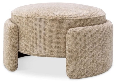 Casa Padrino luxury stool sand Ø 73 x H. 38 cm - Round stool - Footstool - Living room furniture - Hotel furniture - Luxury furniture