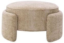 Casa Padrino sgabello di lusso sabbia Ø 73 x A. 38 cm - Sgabello rotondo - Poggiapiedi - Mobili da soggiorno - Mobili hotel - Mobili di lusso