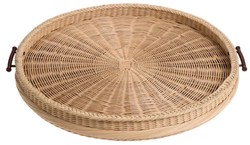 Casa Padrino vassoio da portata di lusso naturale / marrone Ø 83 x A. 9 cm - Vassoio rotondo in rattan con 2 maniglie - Accessori per gastronomia e ristorazione - Accessori di lusso
