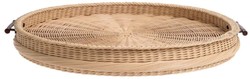 Casa Padrino vassoio da portata di lusso naturale / marrone Ø 83 x A. 9 cm - Vassoio rotondo in rattan con 2 maniglie - Accessori per gastronomia e ristorazione - Accessori di lusso