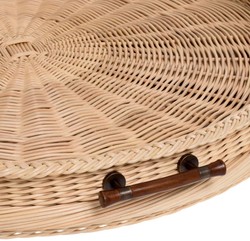 Casa Padrino vassoio da portata di lusso naturale / marrone Ø 83 x A. 9 cm - Vassoio rotondo in rattan con 2 maniglie - Accessori per gastronomia e ristorazione - Accessori di lusso