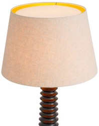 Luxus Massivholz Stehleuchte mit rundem Lampenschirm Schwarz Creme