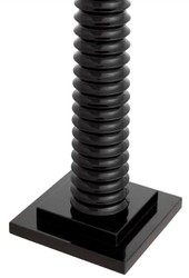 Luxus Massivholz Stehleuchte mit rundem Lampenschirm Schwarz Creme