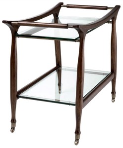 Casa Padrino Luxus Massivholz Servierwagen mit Glasplatten Braun 86 x 50 x H. 75,5 cm - Hotel Restaurant Gastronomie Trolley - Luxus Hotel Restaurant Gastronomie Accessoires - Luxus Möbel