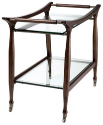 Casa Padrino carrello da portata di lusso in legno massello con piani in vetro marrone 86 x 50 x A. 75,5 cm - Carrello gastronomia ristorante hotel - Accessori gastronomia ristorante hotel lusso
