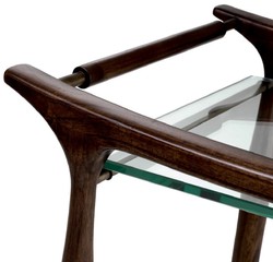 Casa Padrino carrello da portata di lusso in legno massello con piani in vetro marrone 86 x 50 x A. 75,5 cm - Carrello gastronomia ristorante hotel - Accessori gastronomia ristorante hotel lusso