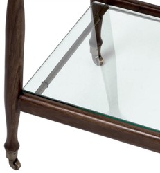 Casa Padrino carrello da portata di lusso in legno massello con piani in vetro marrone 86 x 50 x A. 75,5 cm - Carrello gastronomia ristorante hotel - Accessori gastronomia ristorante hotel lusso