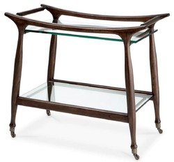 Casa Padrino carrello da portata di lusso in legno massello con piani in vetro marrone 86 x 50 x A. 75,5 cm - Carrello gastronomia ristorante hotel - Accessori gastronomia ristorante hotel lusso
