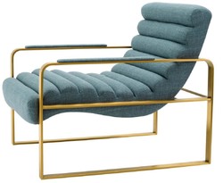 Casa Padrino luxury armchair blue / brass 68.5 x 88 x H. 77 cm - Living room armchair - Hotel armchair - Living room furniture - Hotel furniture - Luxury furniture