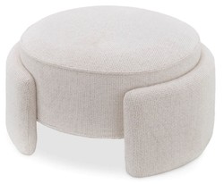 Casa Padrino tabouret de luxe crème blanc Ø 73 x H. 38 cm - Tabouret rond - Repose-pieds - Meubles de salon - Meubles d'hôtel - Meubles de luxe