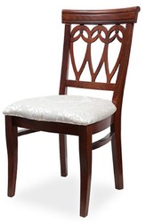 Casa Padrino chaise de salle à manger Biedermeier crème / marron foncé 50 x 56 x H. 96 cm - Chaise de cuisine en bois massif - Meubles de Salle à Manger Biedermeier en Bois Massif