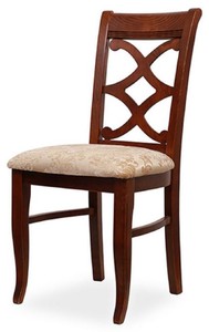 Biedermeier Massivholz Esszimmer Stuhl Beige Dunkelbraun