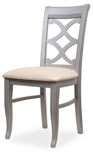 Biedermeier Massivholz Esszimmer Stuhl Creme Grau