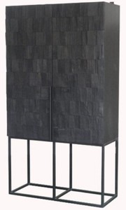 Casa Padrino armadio scaffale di lusso con 2 ante nero opaco / nero 80 x 45 x A. 180 cm - Armadio in legno massello con gambe in metallo - Mobile di lusso