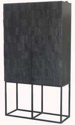 Casa Padrino luxury shelf cabinet with 2 doors matt black / black 80 x 45 x H. 180 cm - Solid wood cabinet with metal legs - Luxury furniture