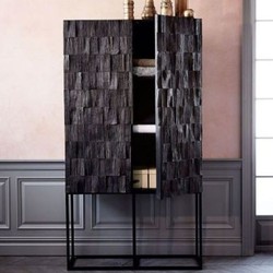 Casa Padrino luxury shelf cabinet with 2 doors matt black / black 80 x 45 x H. 180 cm - Solid wood cabinet with metal legs - Luxury furniture