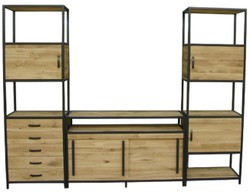Casa Padrino armadio TV di lusso naturale / nero 300 x 45 x A. 212,5 cm - Armadio da soggiorno in 3 pezzi - Mobile da soggiorno - Mobili di lusso