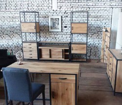 Casa Padrino armadio TV di lusso naturale / nero 300 x 45 x A. 212,5 cm - Armadio da soggiorno in 3 pezzi - Mobile da soggiorno - Mobili di lusso