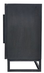 Casa Padrino Luxus Massivholz Sideboard Schwarz 220 x 43 x H. 80 cm - Rustikaler Eichenholz Schrank mit 4 Türen - Rustikale Massivholz Esszimmer Möbel - Luxus Esszimmer Möbel