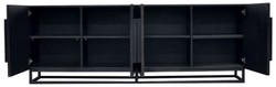 Casa Padrino credenza di lusso in legno massello nero 220 x 43 x A. 80 cm - Armadio rustico in rovere con 4 ante - Mobili per sala da pranzo rustici di lusso in legno massello