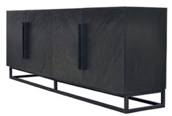 Casa Padrino credenza di lusso in legno massello nero 220 x 43 x A. 80 cm - Armadio rustico in rovere con 4 ante - Mobili per sala da pranzo rustici di lusso in legno massello