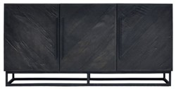Casa Padrino credenza di lusso in legno massello nero 160 x 43 x A. 80 cm - Armadio rustico in rovere con 3 ante - Mobili per sala da pranzo rustici di lusso in legno massello