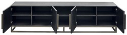 Casa Padrino armadio TV di lusso in legno massello nero / ottone 220 x 43 x A. 60 cm - Credenza da soggiorno rustica legno di rovere con 4 ante - Mobili soggiorno rustici legno massiccio di lusso