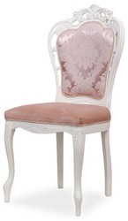 Casa Padrino luxury baroque dining chair set of 6 with elegant pattern pink / white - Baroque style kitchen chairs - Magnificent luxury dining room furniture in baroque style