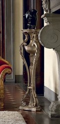 Casa Padrino pilier baroque de luxe argent antique - Magnifique colonne décorative en bois massif - Meubles d'Hôtel - Meubles de Château - Fabriqué en Italie - Qualité de Luxe