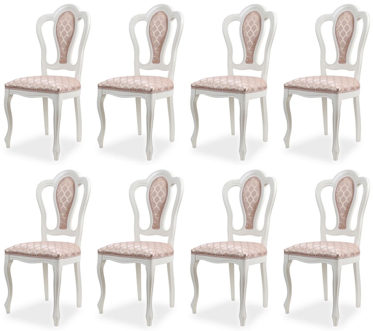 Luxus Barock Esszimmer Stuhl 8er Set Rosa Weiß Luxus Barock Esszimmer Stuhl 8er Set Rosa Weiß