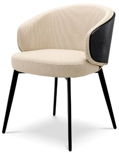 Casa Padrino luxury dining chair sand / black 57 x 62 x H. 77 cm - Kitchen chair with armrests - Dining room furniture - Luxury furniture - Luxury quality