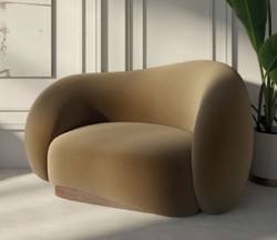 Casa Padrino luxury velvet armchair right side brown / dark brown 110 x 105 x H. 78 cm - Living room armchair - Hotel armchair - Living room furniture - Hotel furniture - Luxury furniture