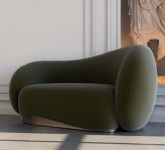 Casa Padrino luxury velvet armchair right side green / brass 110 x 105 x H. 78 cm - Living room armchair - Hotel armchair - Living room furniture - Hotel furniture - Luxury furniture