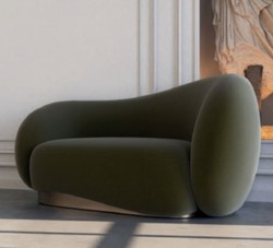 Casa Padrino luxury velvet armchair right side green / brass 110 x 105 x H. 78 cm - Living room armchair - Hotel armchair - Living room furniture - Hotel furniture - Luxury furniture