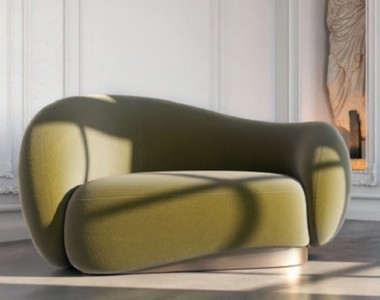Casa Padrino luxury velvet armchair left side green / brass 110 x 105 x H. 78 cm - Living room armchair - Hotel armchair - Living room furniture - Hotel furniture - Luxury furniture