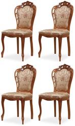 Casa Padrino conjunto de 4 sillas de comedor barrocos de lujo con patrón elegante oro / multicolor / marrón - Sillas de cocina barroco - Magníficos muebles de comedor de lujo estilo barroco Casa Padrino conjunto de 4 sillas de comedor barrocos de lujo con patrón elegante oro / multicolor / marrón - Sillas de cocina barroco - Magníficos muebles de comedor de lujo estilo barroco