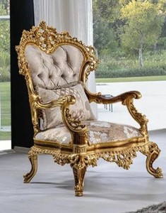 Casa Padrino fauteuil baroque de luxe gris motif / marron / or - Magnifique fauteuil de salon avec strass - Meuble de salon de luxe style baroque - Meuble baroque - Noble & Magnifique