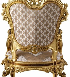 Casa Padrino luxury baroque armchair gray pattern / brown / gold - Magnificent living room armchair with rhinestones - Luxury living room furniture in baroque style - Baroque furniture