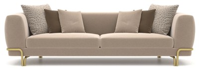 Luxus Wohnzimmer Hotel Sofa Hellbraun Messing