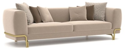 Casa Padrino Luxus Sofa Hellbraun / Messing 300 x 100 x H. 75 cm - Wohnzimmer Sofa - Hotel Sofa - Wohnzimmer Möbel - Hotel Möbel - Luxus Möbel - Luxus Einrichtung