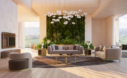 Luxus Wohnzimmer Hotel Sofa Hellbraun Messing