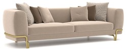Luxus Wohnzimmer Hotel Sofa Hellbraun Messing