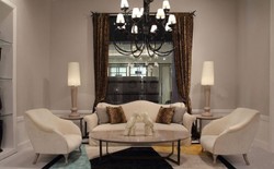 Casa Padrino poltrona Art Deco di lusso crema / grigio 85 x 85 x A. 88 cm - Poltrona da soggiorno - Poltrona hotel - Mobili da soggiorno - Mobili hotel - Mobili Art Deco di Lusso