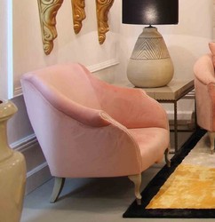 Casa Padrino fauteuil Art Déco de luxe rose / gris 85 x 85 x H. 88 cm - Fauteuil de salon - Fauteuil d'hôtel - Meubles de salon - Meubles d'hôtel - Meubles Art Déco de Luxe